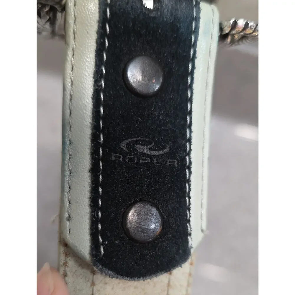 Roper Black Cream Suede Embroidered Leather Cowgirl Western Belt Women S/XS READ